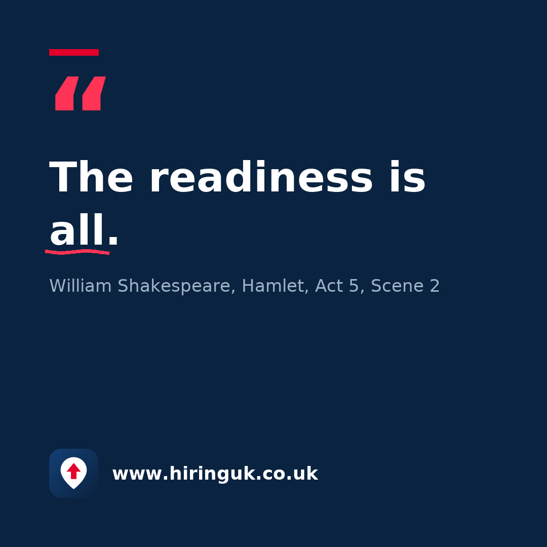 Quote card: The readiness is all.