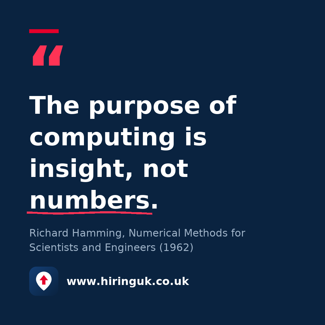 Quote card: The purpose of computing is insight, not numbers.
