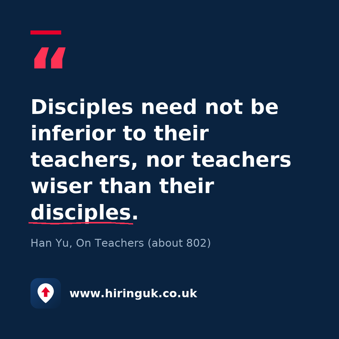 Quote card: Disciples need not be inferior to their teachers, nor teachers wiser than their disciples.