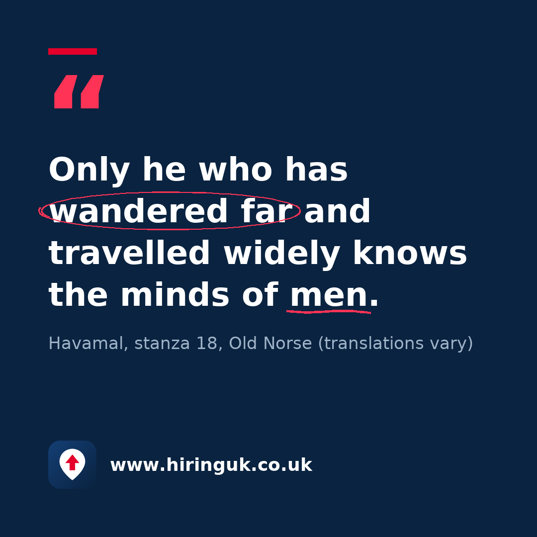 Quote card: Only he who has wandered far and travelled widely knows the minds of men.