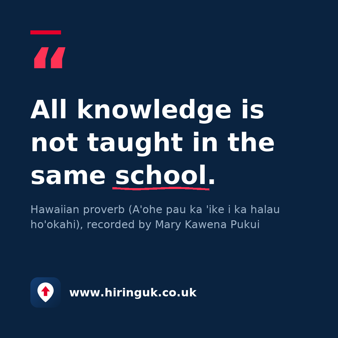 Quote card: All knowledge is not taught in the same school.