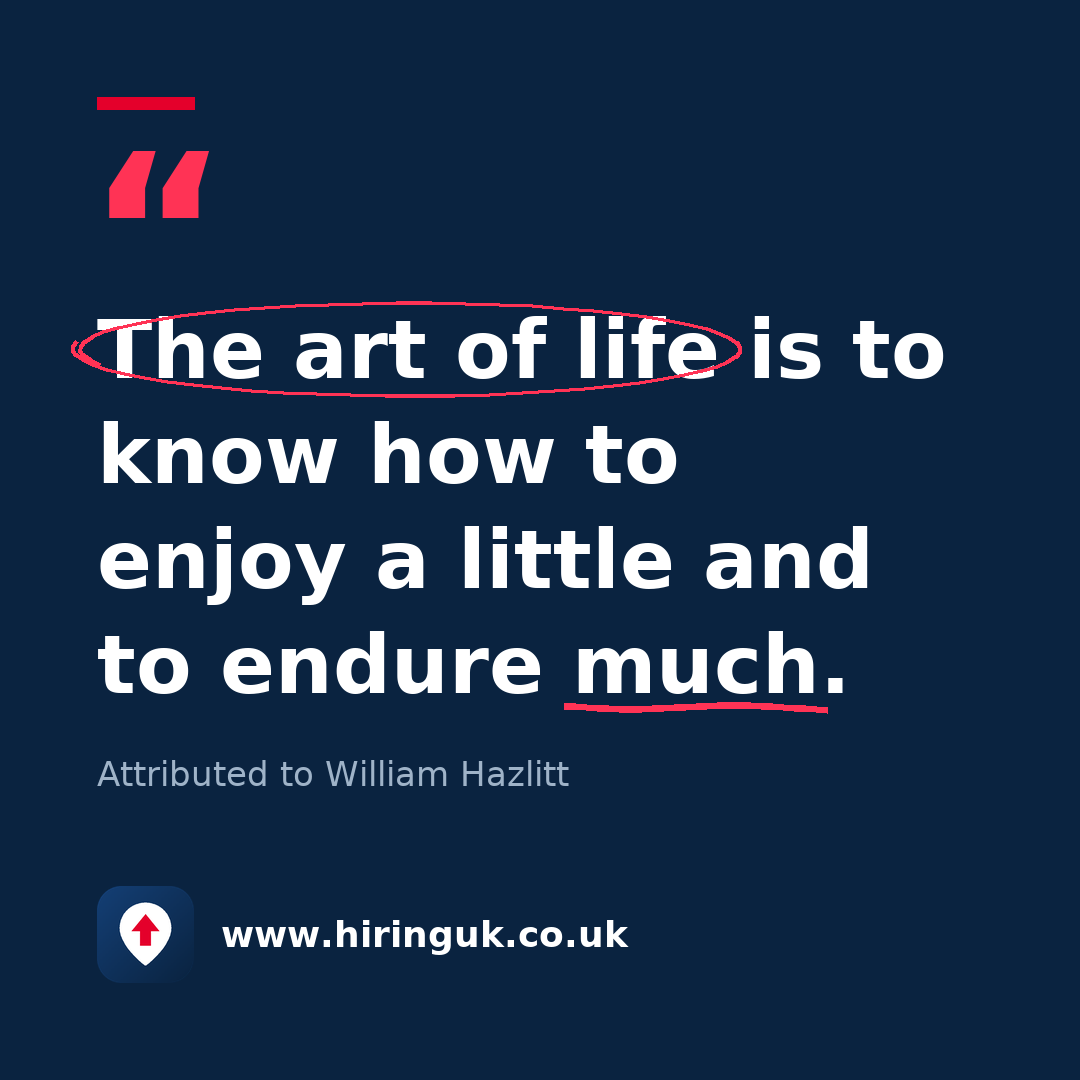 Quote card: The art of life is to know how to enjoy a little and to endure much.