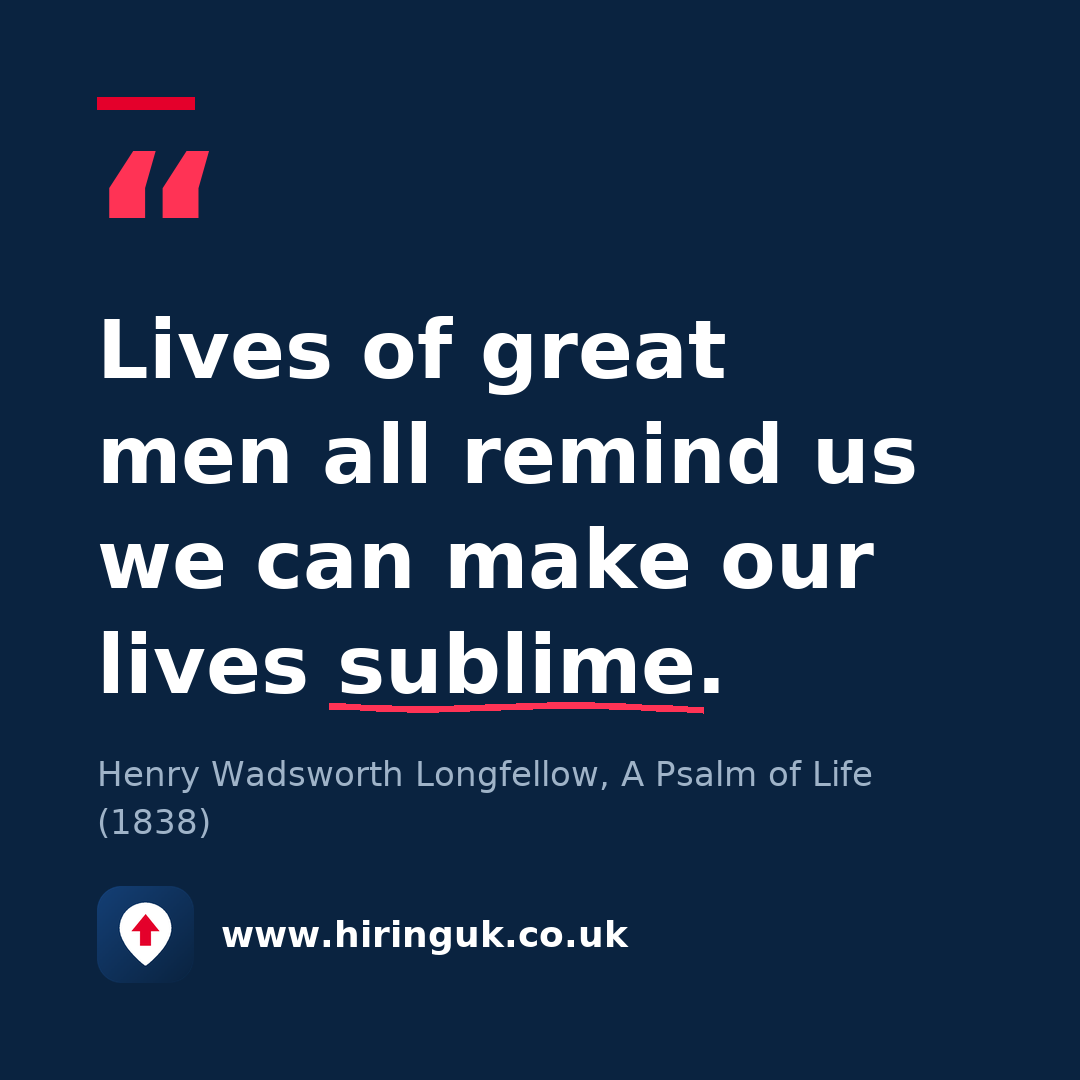 Quote card: Lives of great men all remind us we can make our lives sublime.