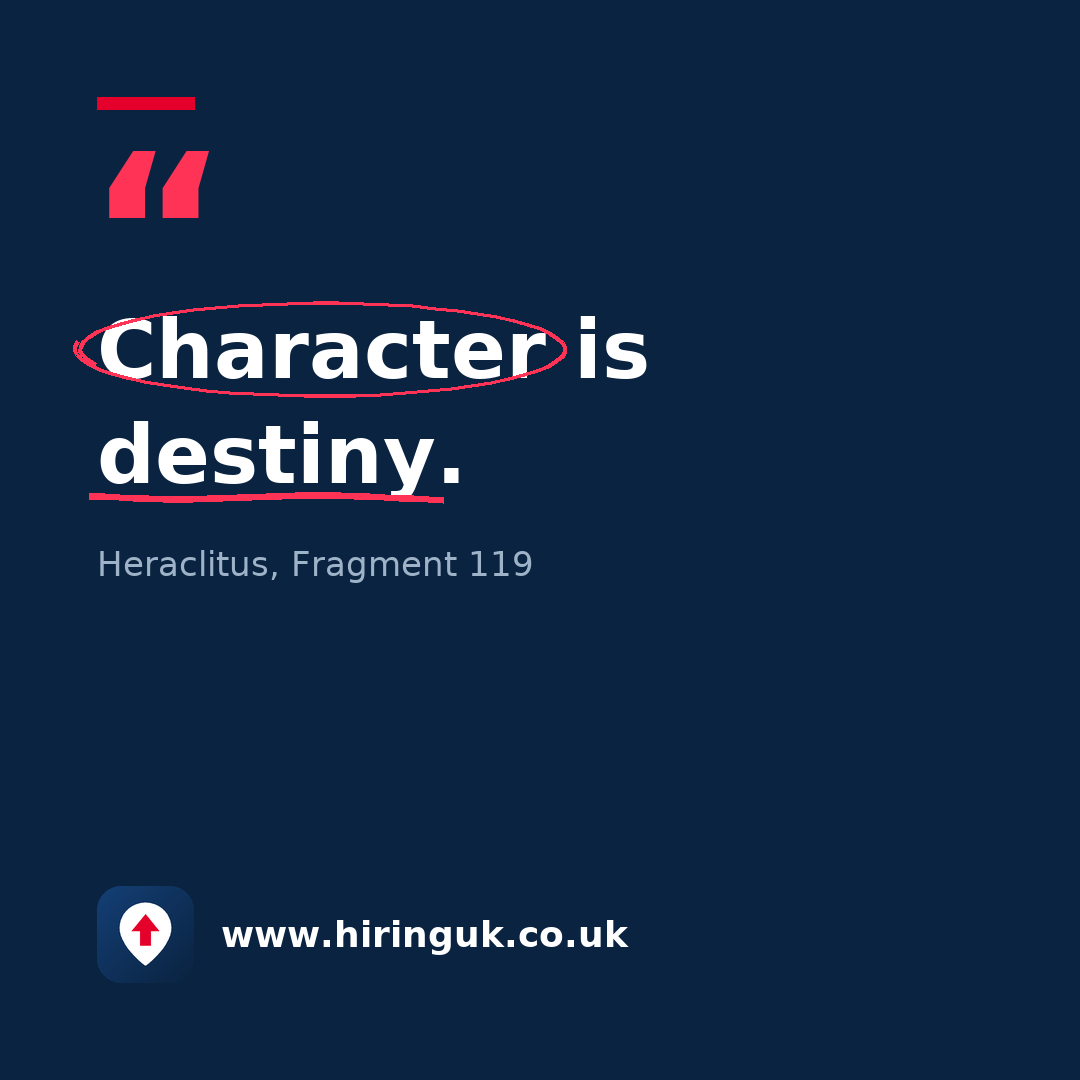 Quote card: Character is destiny.