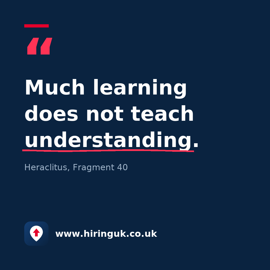 Quote card: Much learning does not teach understanding.