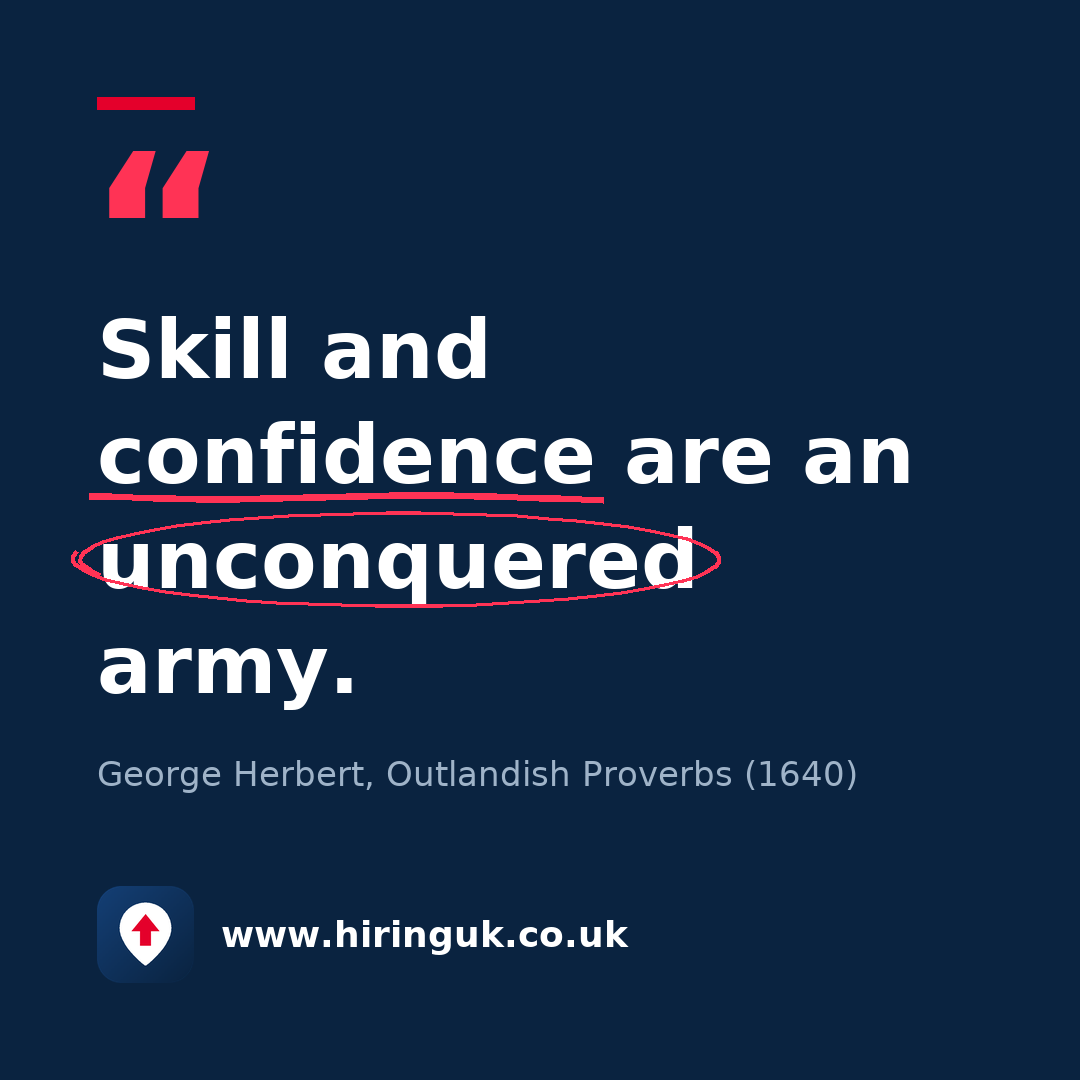 Quote card: Skill and confidence are an unconquered army.