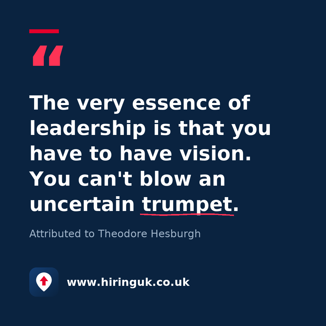 Quote card: The very essence of leadership is that you have to have vision. You can't blow an uncertain trumpet.