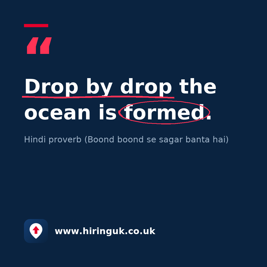 Quote card: Drop by drop the ocean is formed.