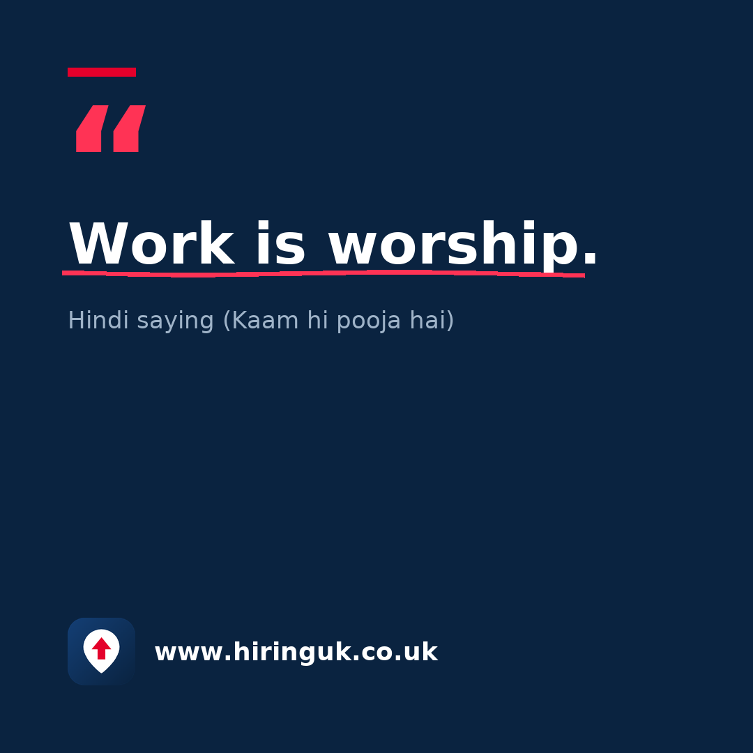 Quote card: Work is worship.