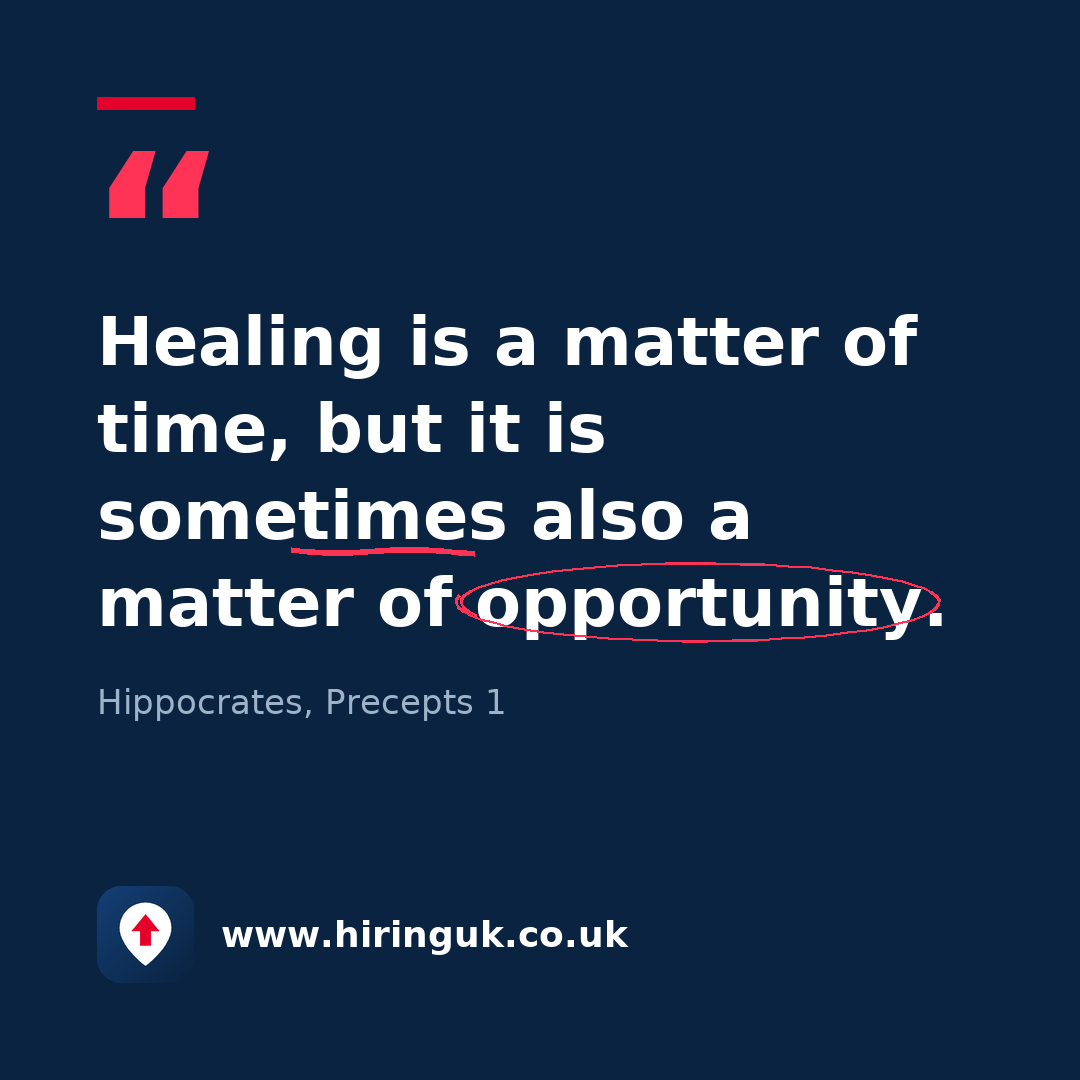 Quote card: Healing is a matter of time, but it is sometimes also a matter of opportunity.