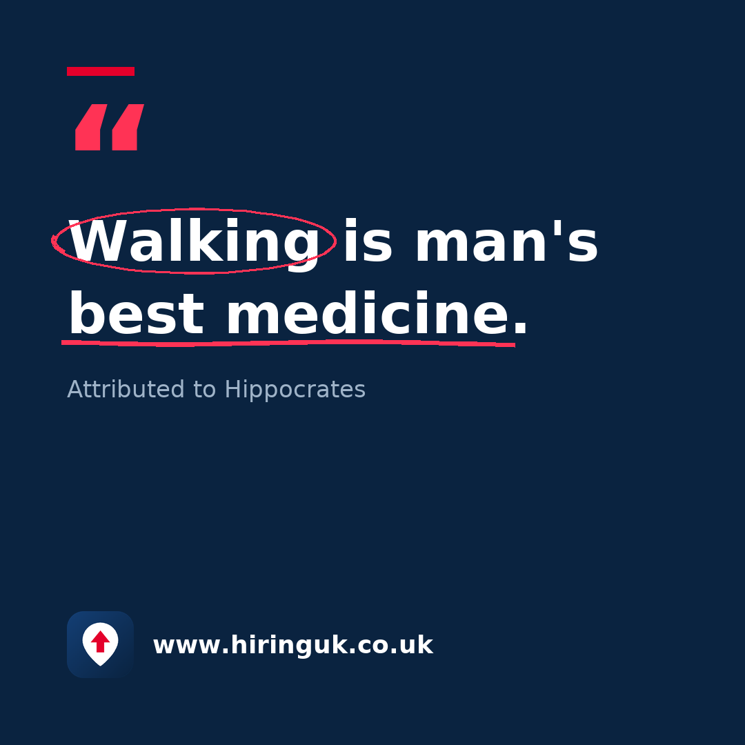 Quote card: Walking is man's best medicine.