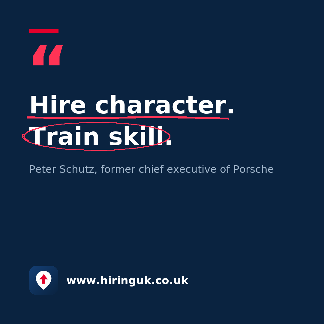 Quote card: Hire character. Train skill.