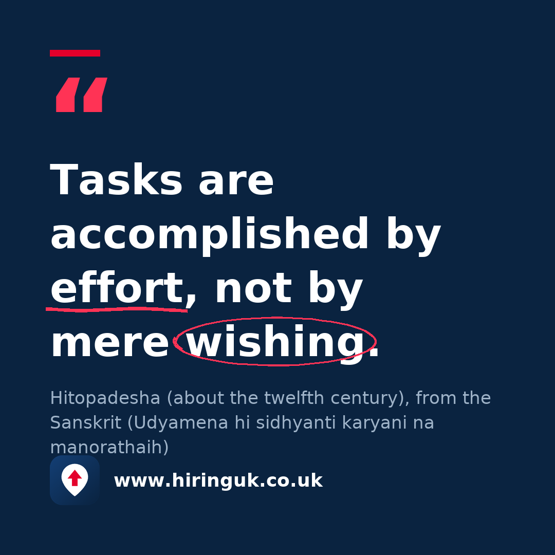 Quote card: Tasks are accomplished by effort, not by mere wishing.