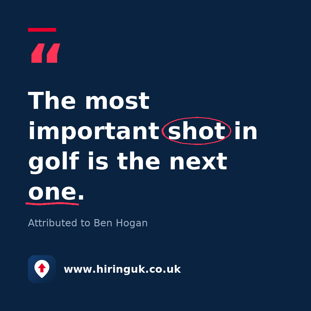 Quote card: The most important shot in golf is the next one.
