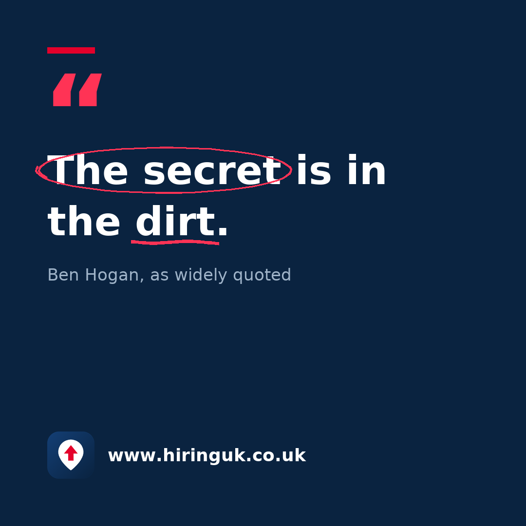 Quote card: The secret is in the dirt.