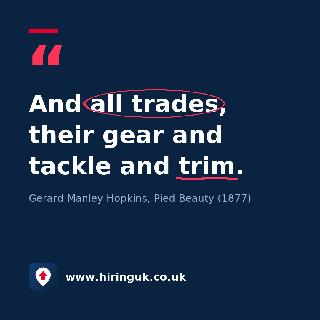 Quote card: And all trades, their gear and tackle and trim.