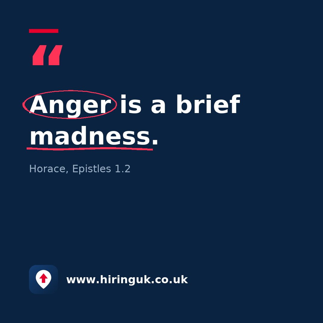 Quote card: Anger is a brief madness.