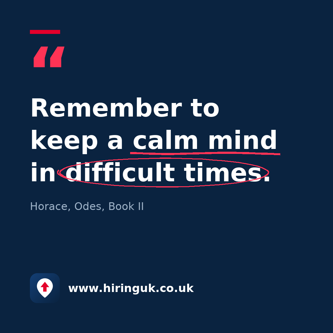 Quote card: Remember to keep a calm mind in difficult times.