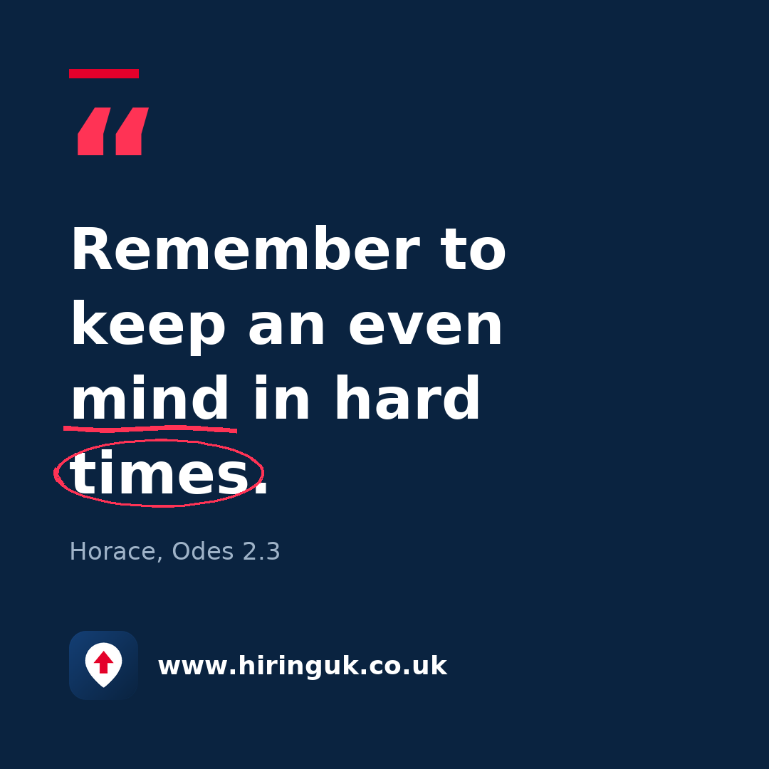 Quote card: Remember to keep an even mind in hard times.