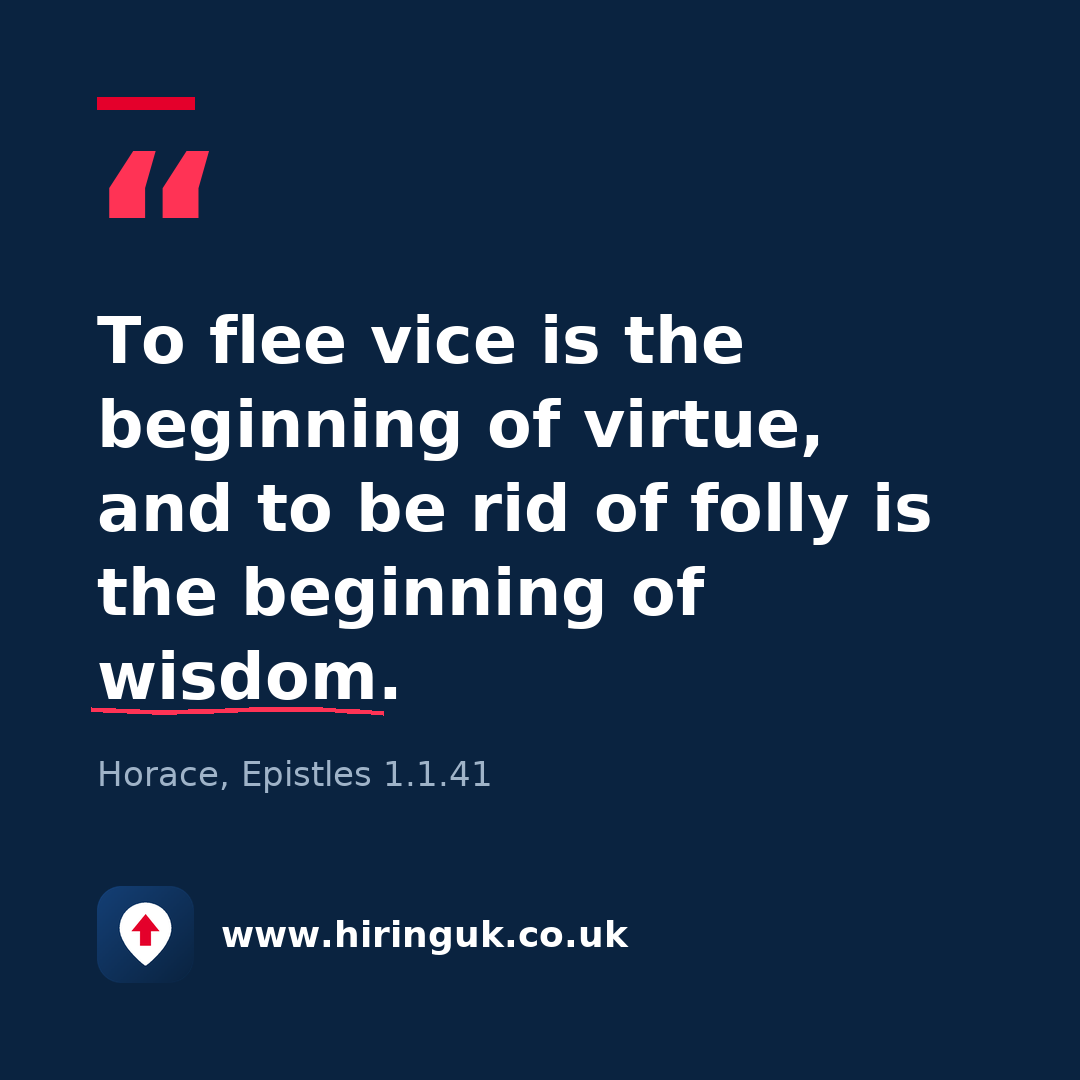 Quote card: To flee vice is the beginning of virtue, and to be rid of folly is the beginning of wisdom.