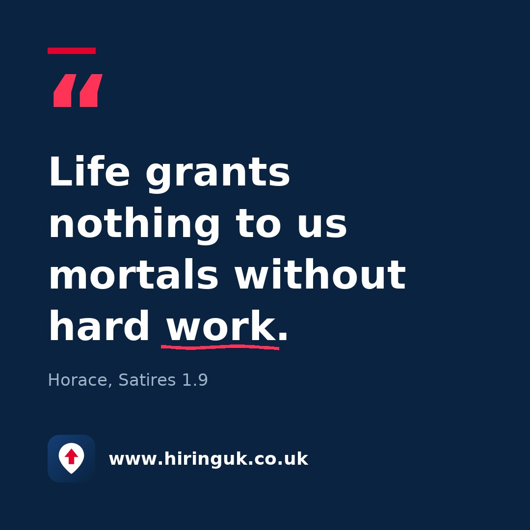 Quote card: Life grants nothing to us mortals without hard work.