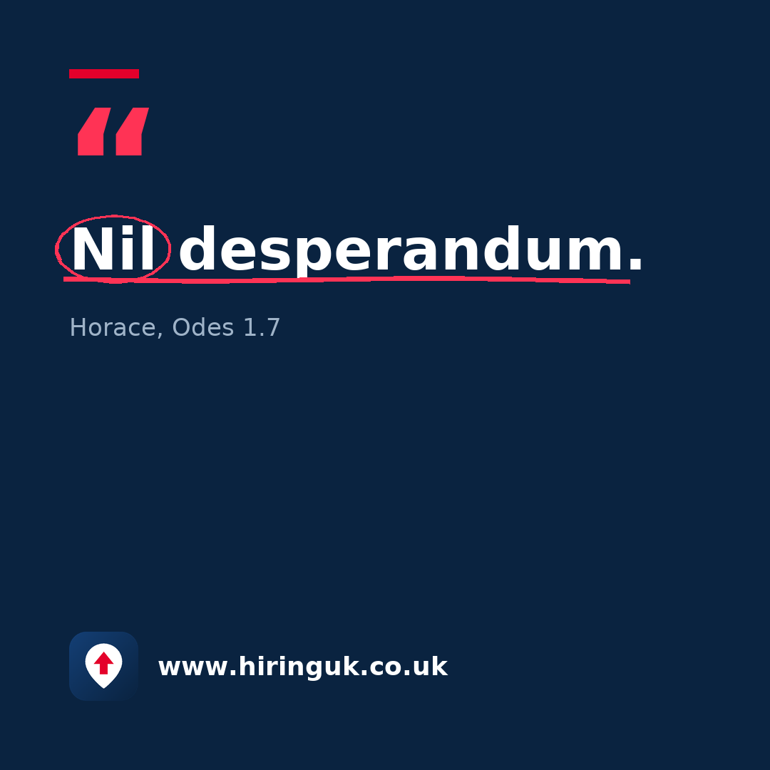 Quote card: Nil desperandum.