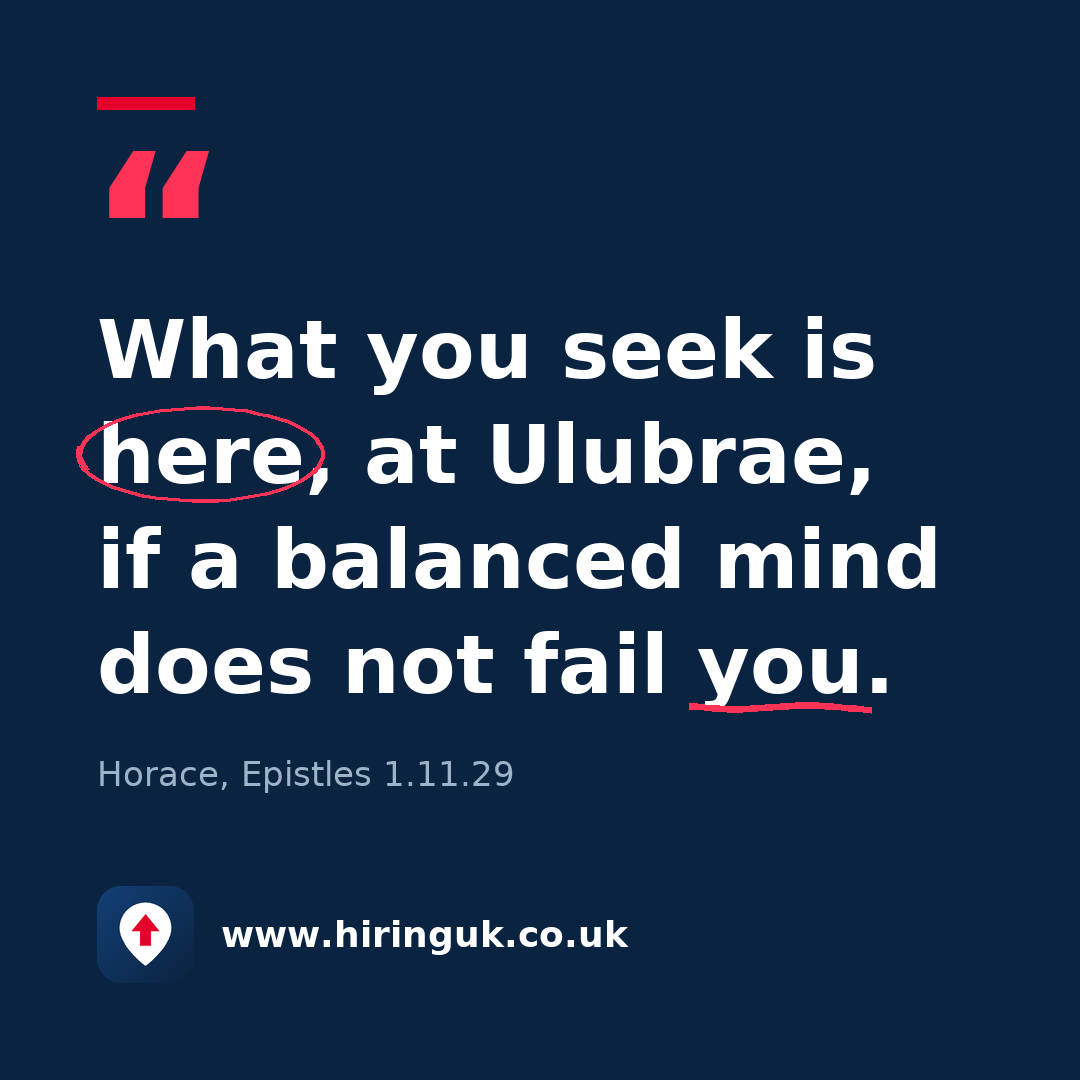 Quote card: What you seek is here, at Ulubrae, if a balanced mind does not fail you.