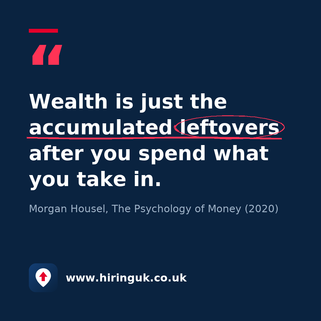 Quote card: Wealth is just the accumulated leftovers after you spend what you take in.