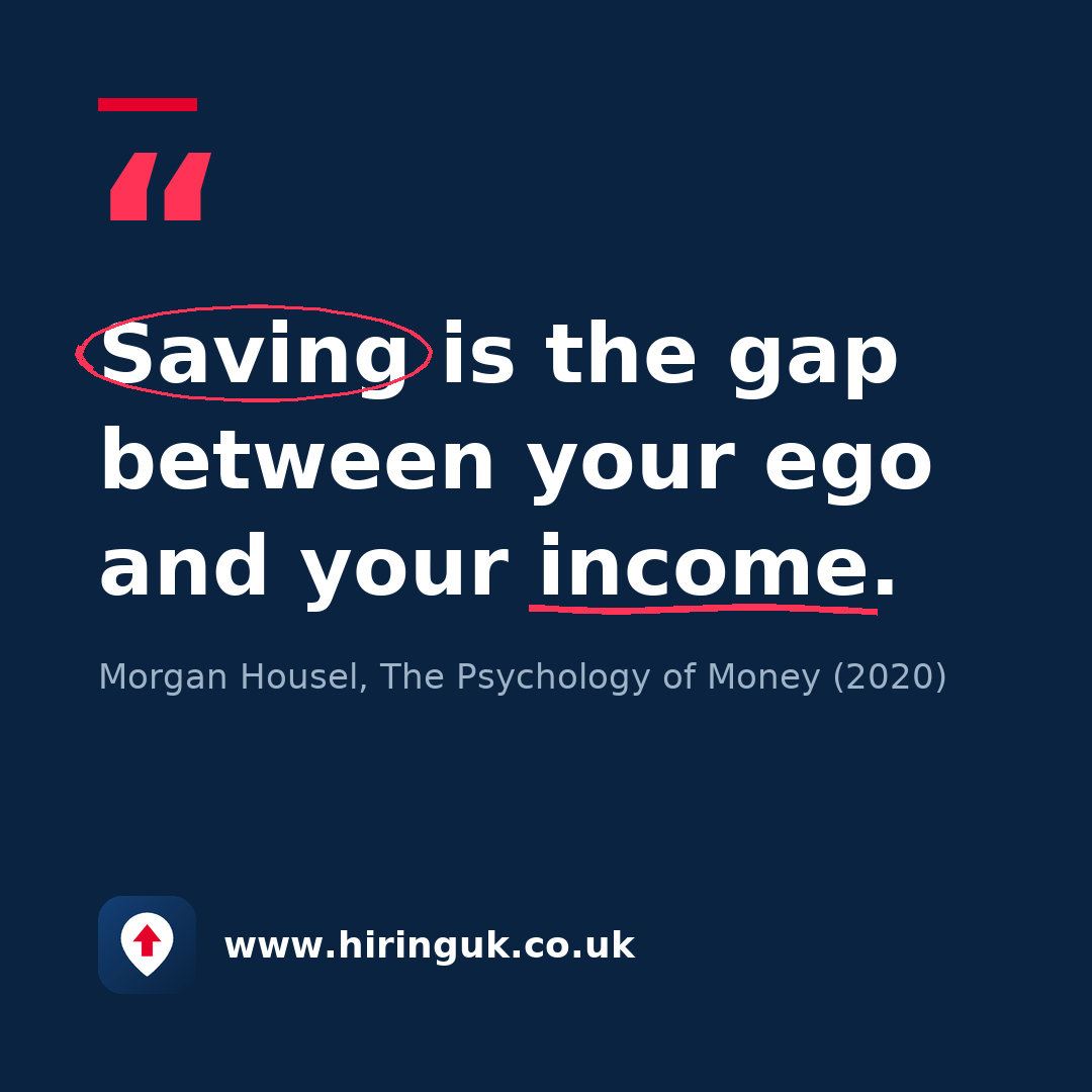 Quote card: Saving is the gap between your ego and your income.