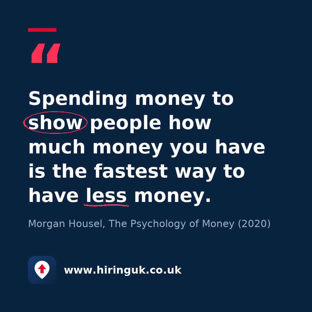 Quote card: Spending money to show people how much money you have is the fastest way to have less money.