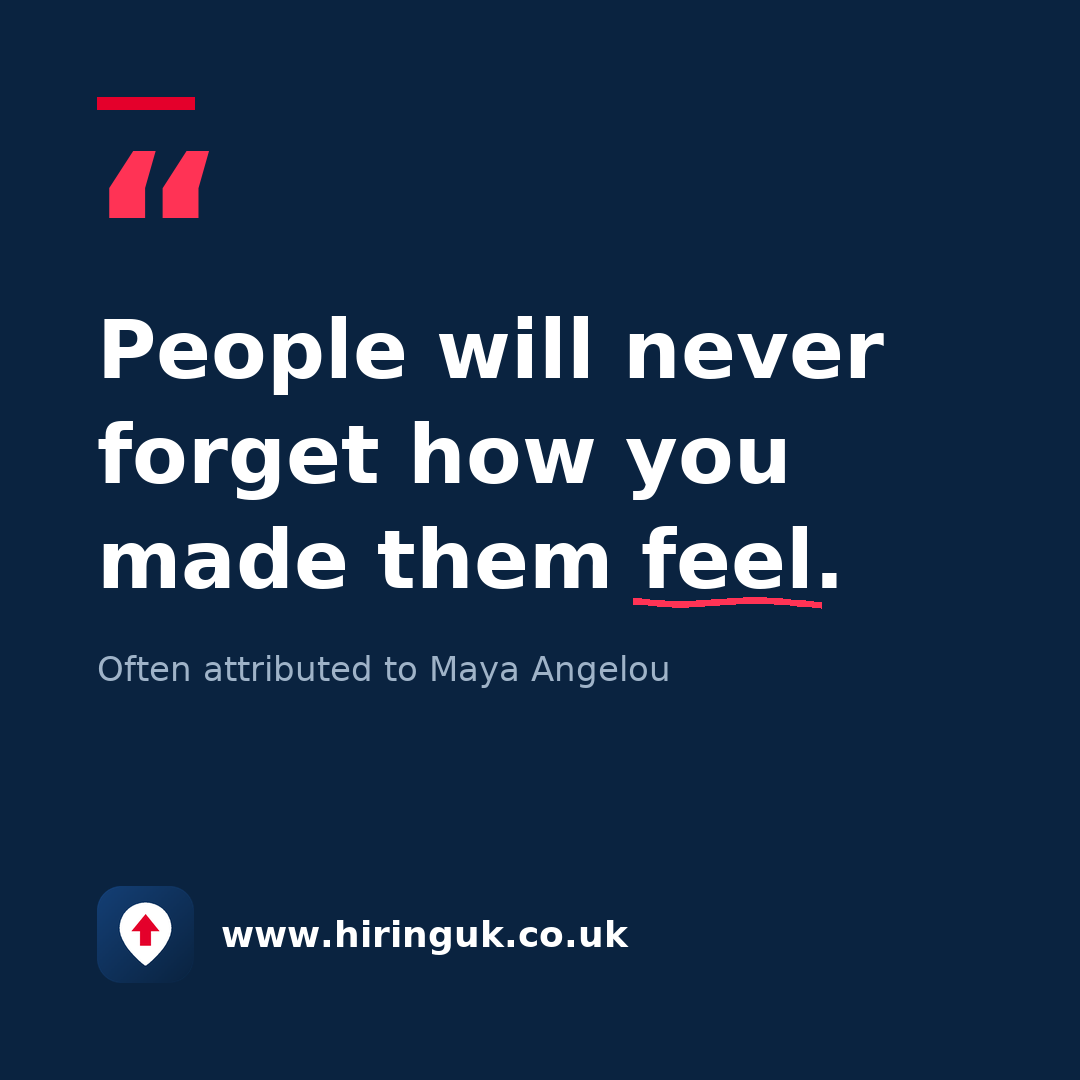 Quote card: People will never forget how you made them feel.