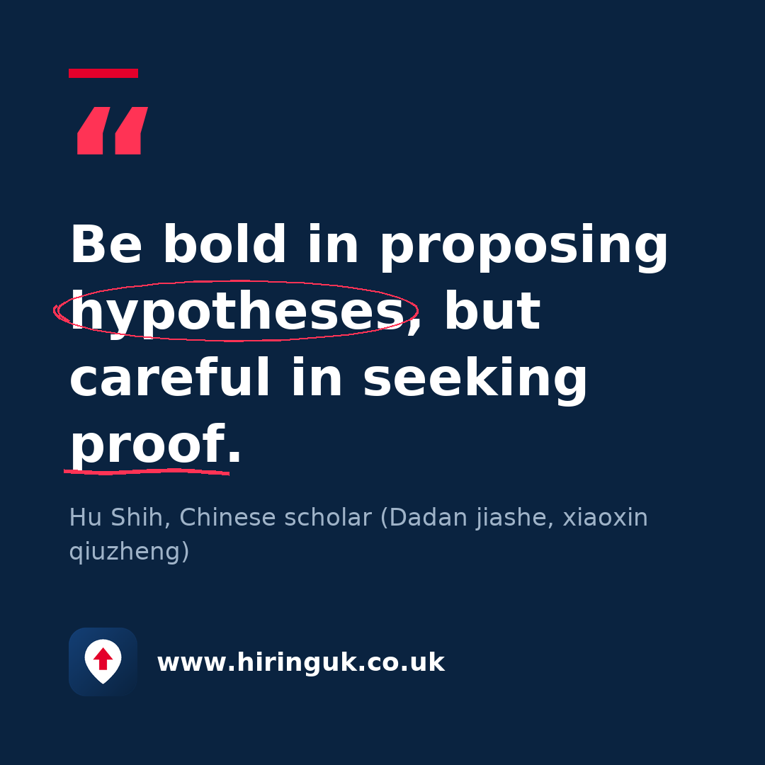 Quote card: Be bold in proposing hypotheses, but careful in seeking proof.