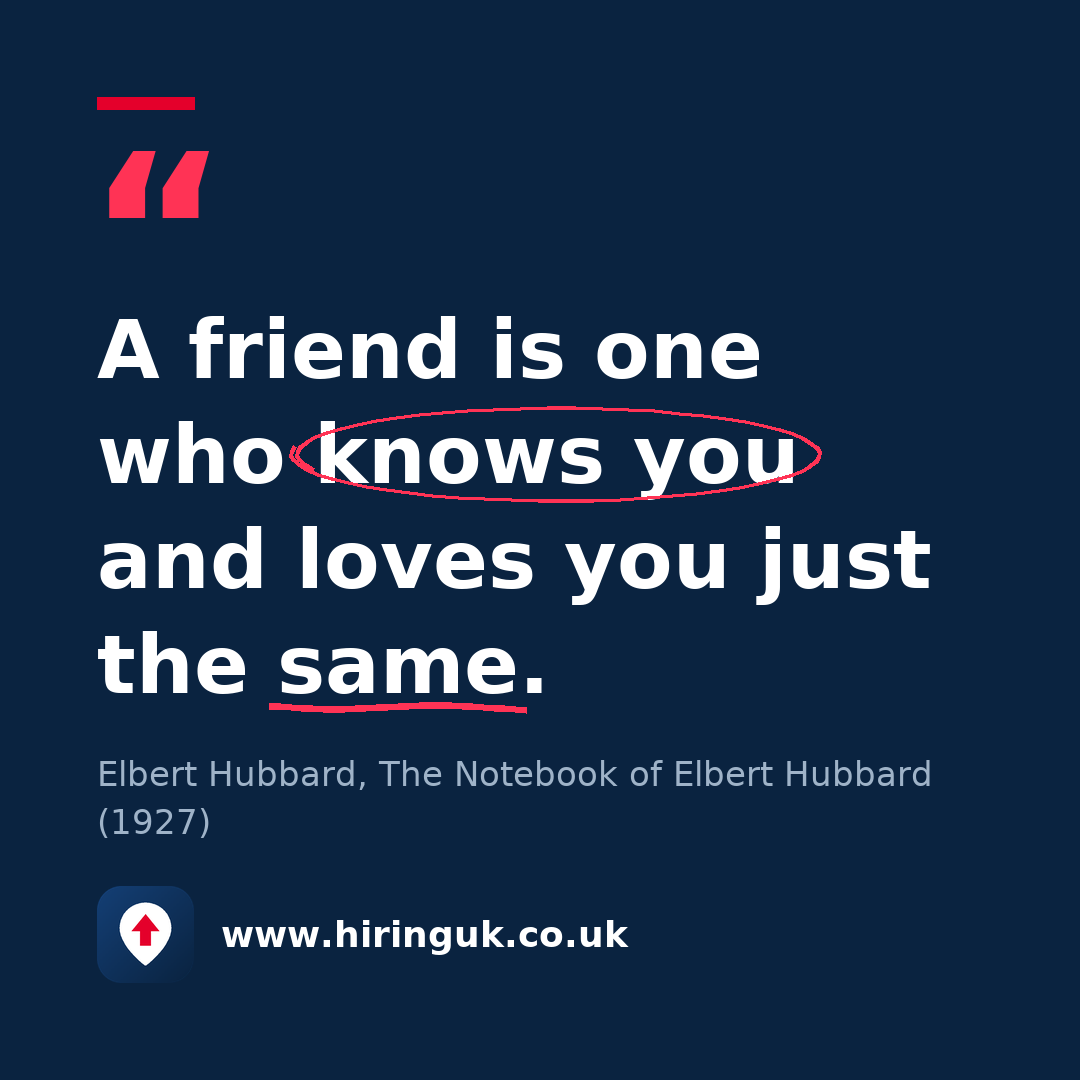 Quote card: A friend is one who knows you and loves you just the same.