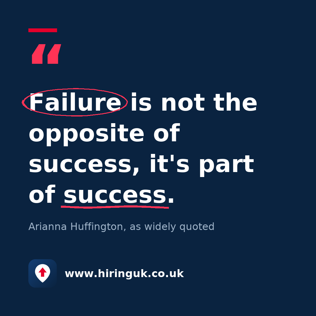 Quote card: Failure is not the opposite of success, it's part of success.