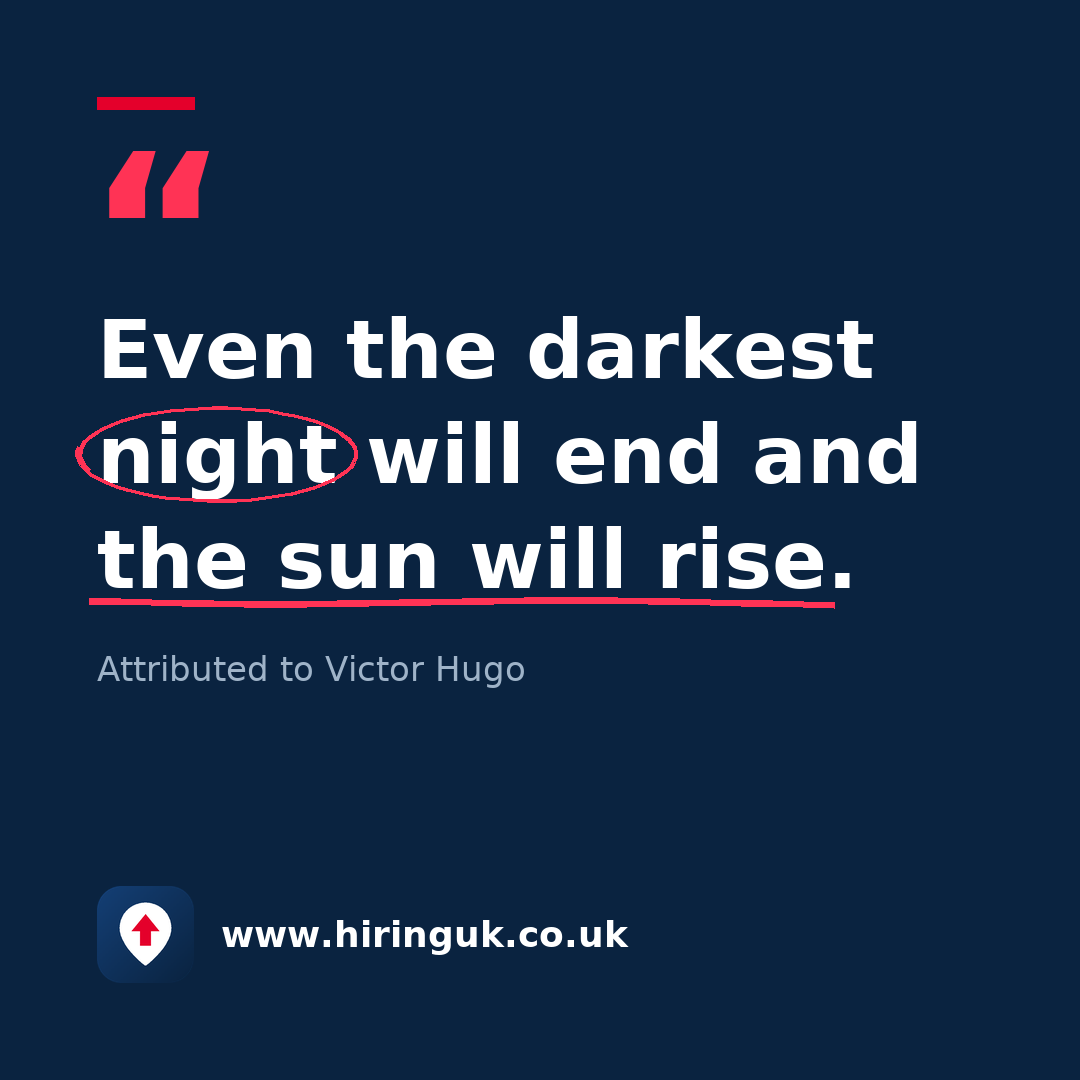 Quote card: Even the darkest night will end and the sun will rise.