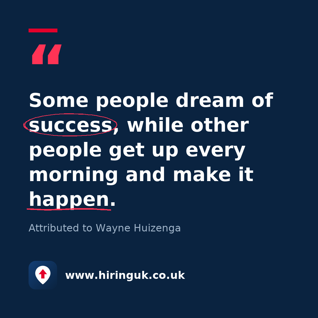 Quote card: Some people dream of success, while other people get up every morning and make it happen.