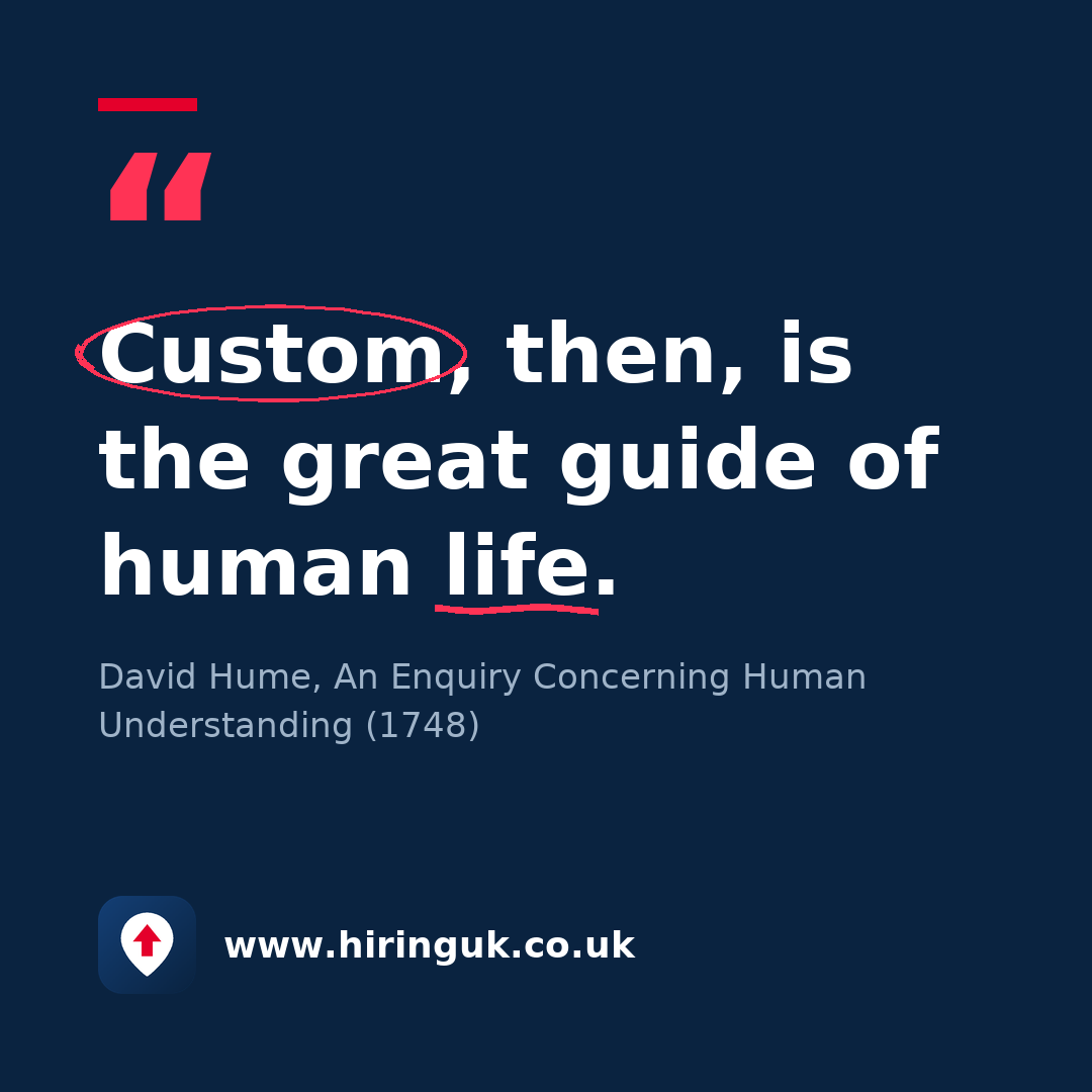 Quote card: Custom, then, is the great guide of human life.