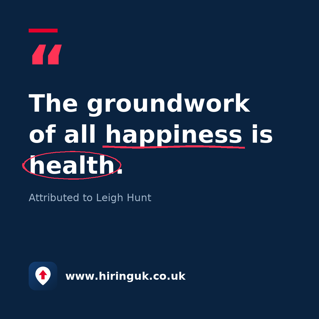 Quote card: The groundwork of all happiness is health.