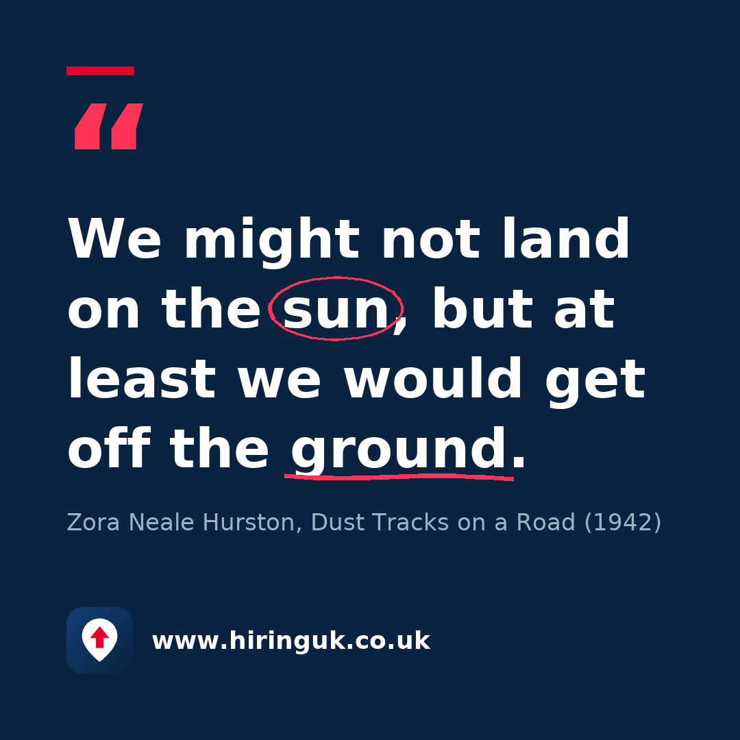 Quote card: We might not land on the sun, but at least we would get off the ground.