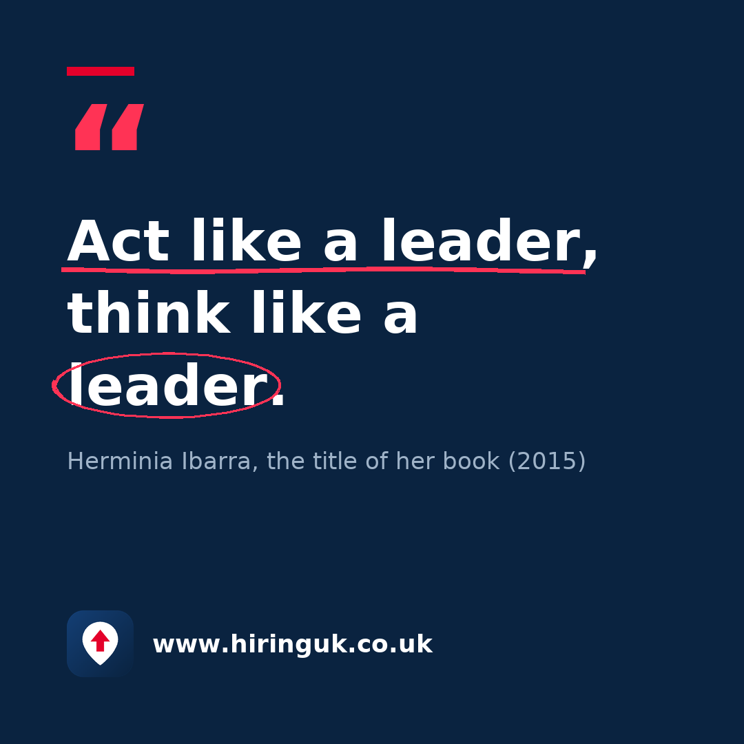 Quote card: Act like a leader, think like a leader.
