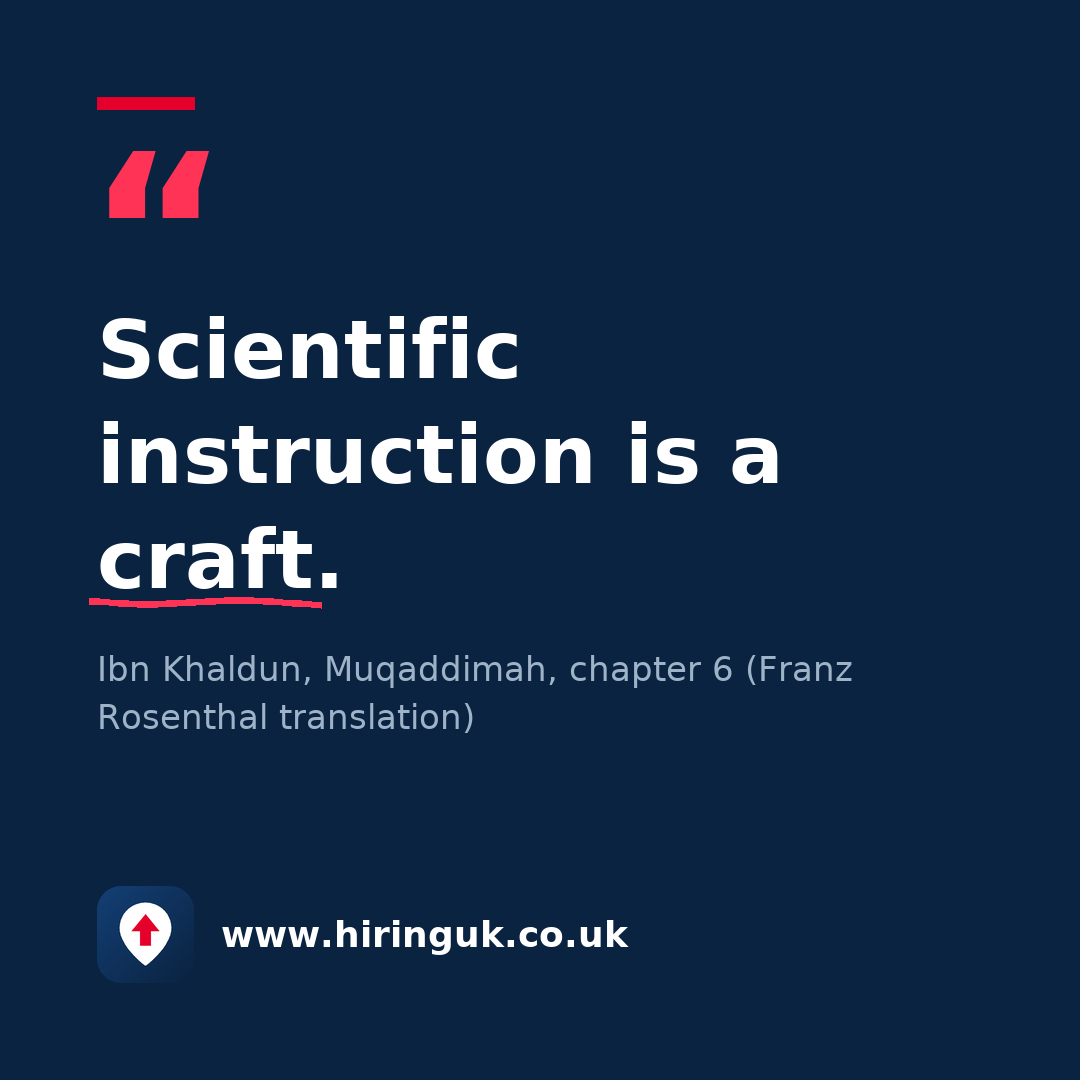 Quote card: Scientific instruction is a craft.