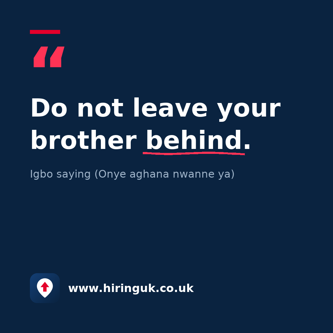 Quote card: Do not leave your brother behind.