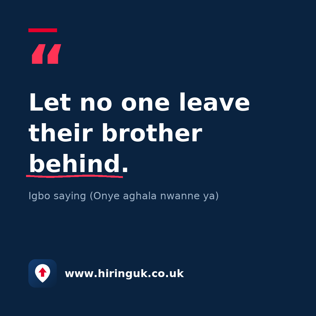 Quote card: Let no one leave their brother behind.