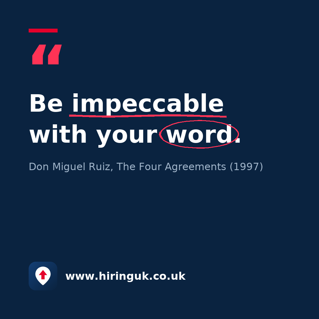 Quote card: Be impeccable with your word.