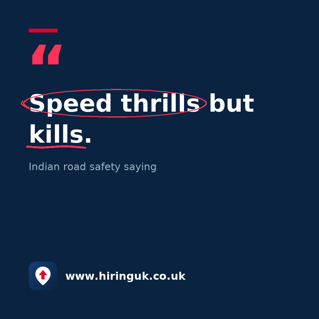 Quote card: Speed thrills but kills.