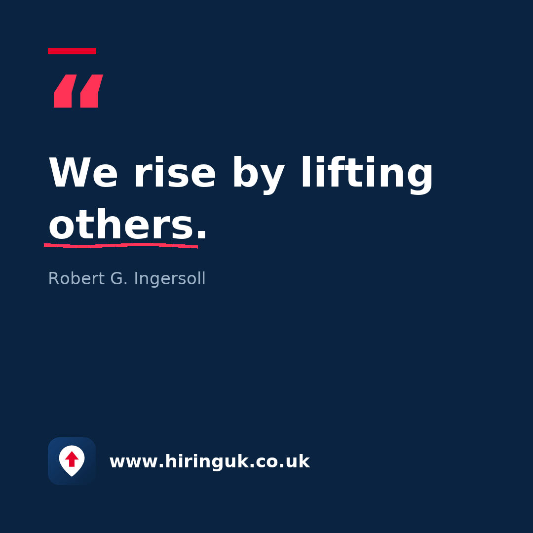 Quote card: We rise by lifting others.