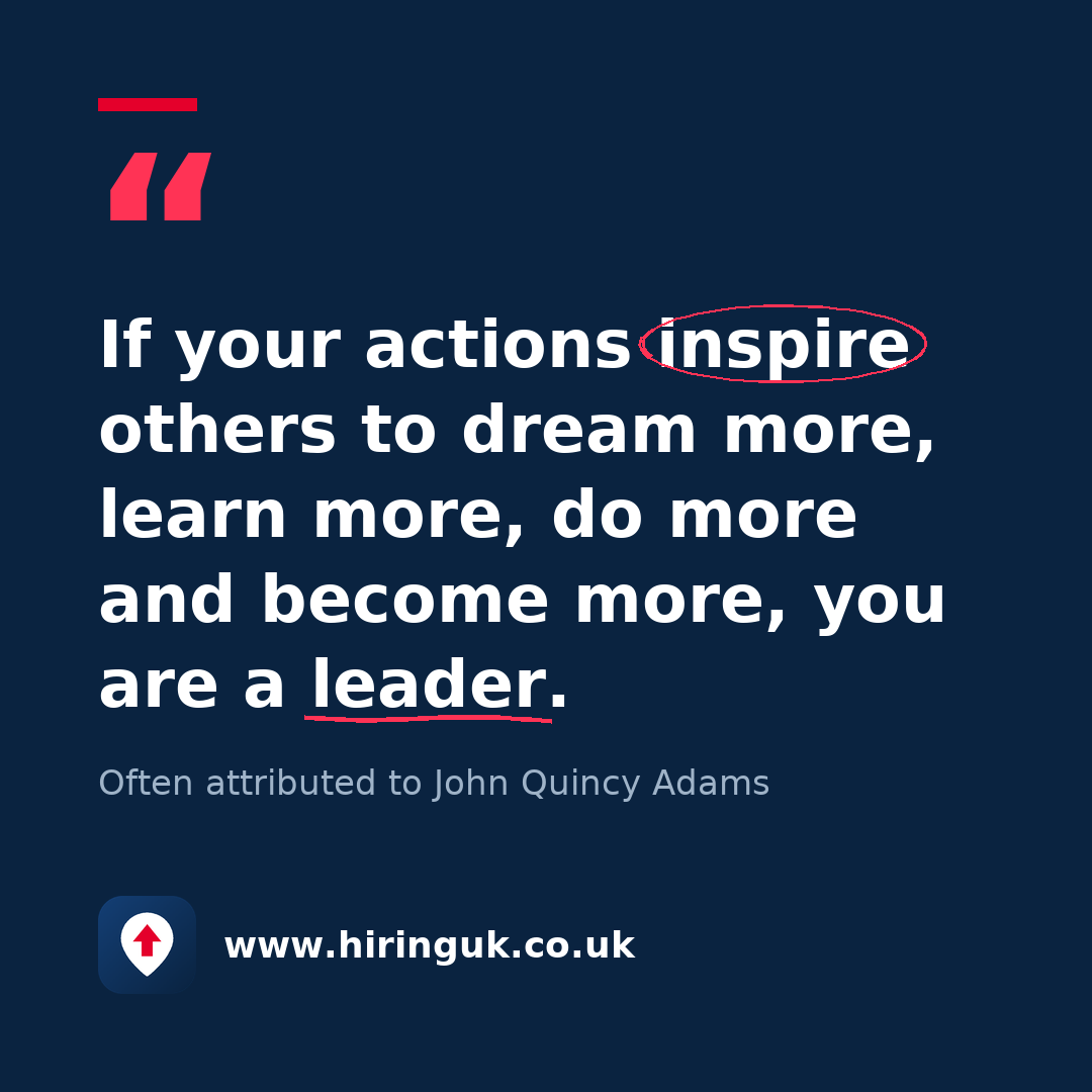 Quote card: If your actions inspire others to dream more, learn more, do more and become more, you are a leader.