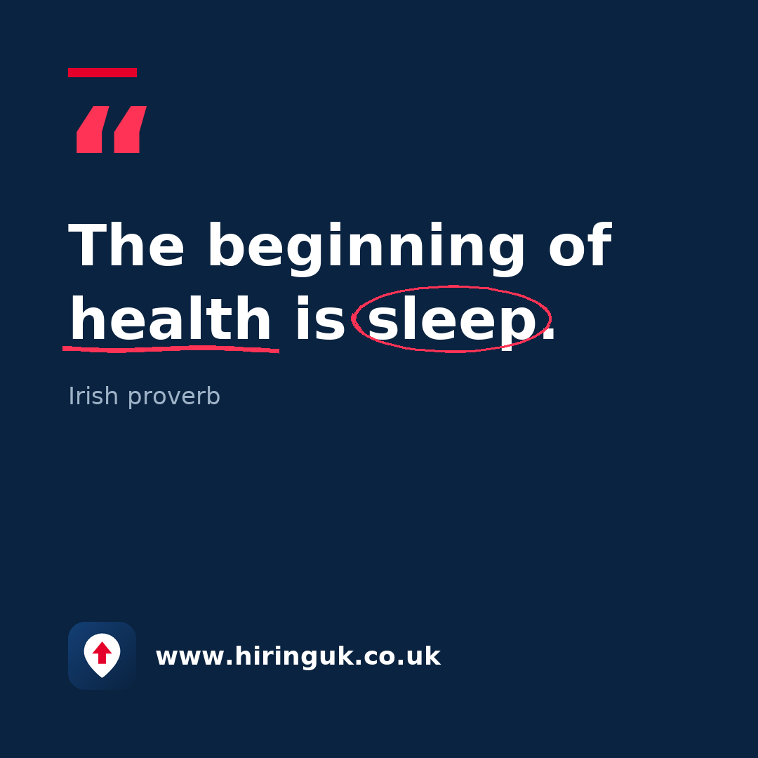 Quote card: The beginning of health is sleep.
