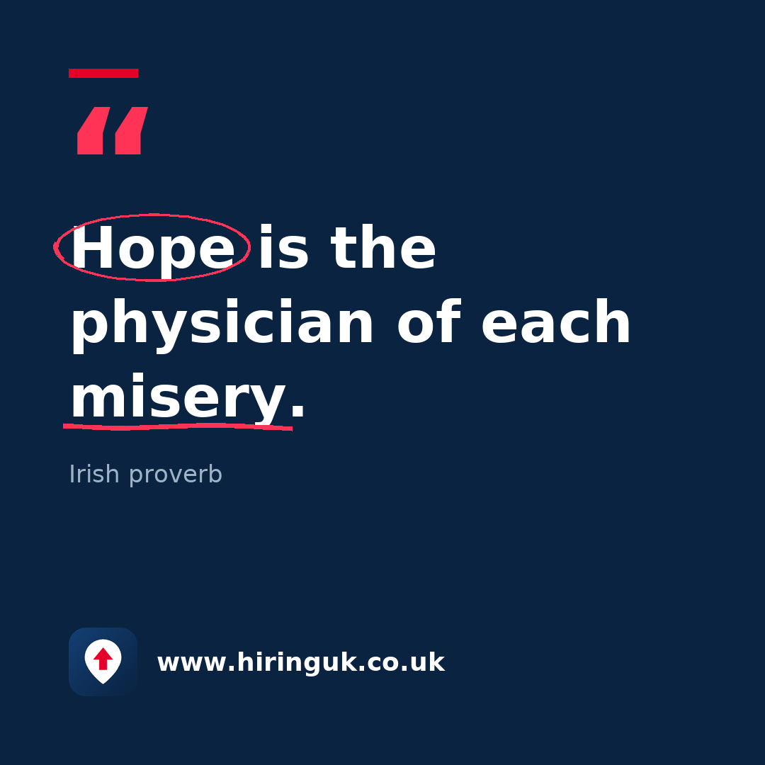 Quote card: Hope is the physician of each misery.