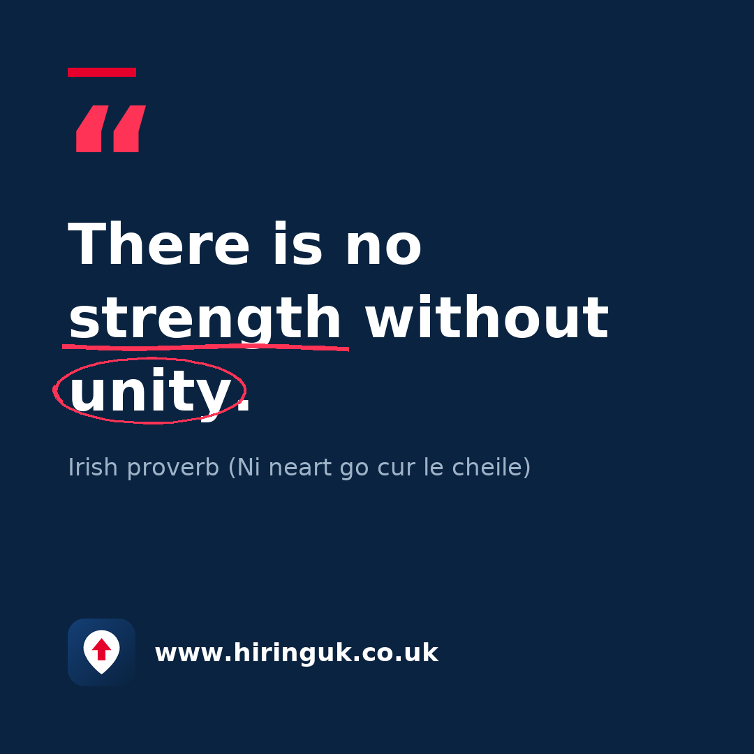 Quote card: There is no strength without unity.